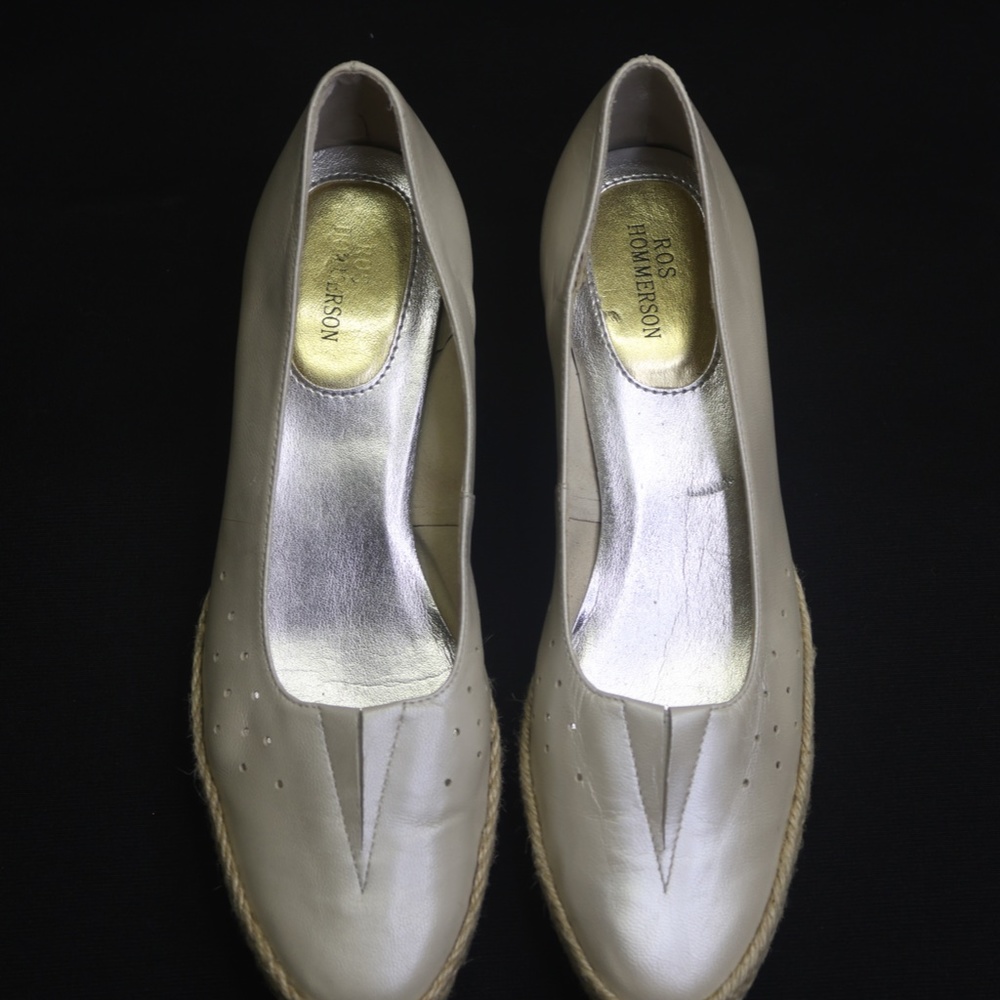 Ros Hammerson Metallic Beige Slip On Ballerina Style Flats